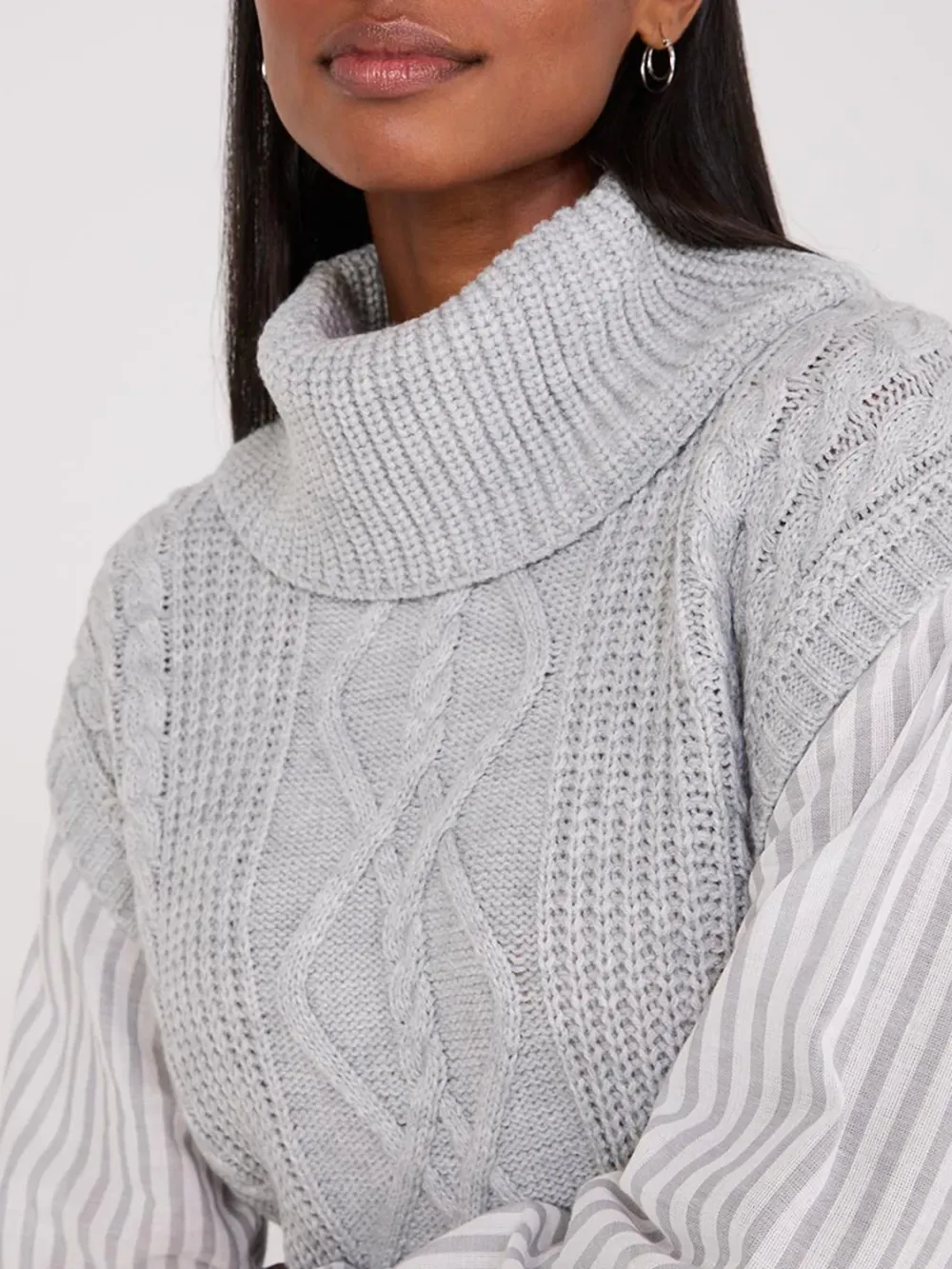 Cable Knit Turtleneck Sweater Vest