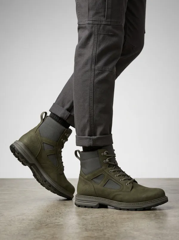 Unisex Outdoor Hiking Topographic Print Work Boots