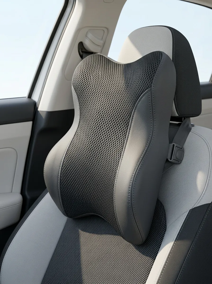 Ergonomic Mesh Leather-Texture Car Neck Support Pillow