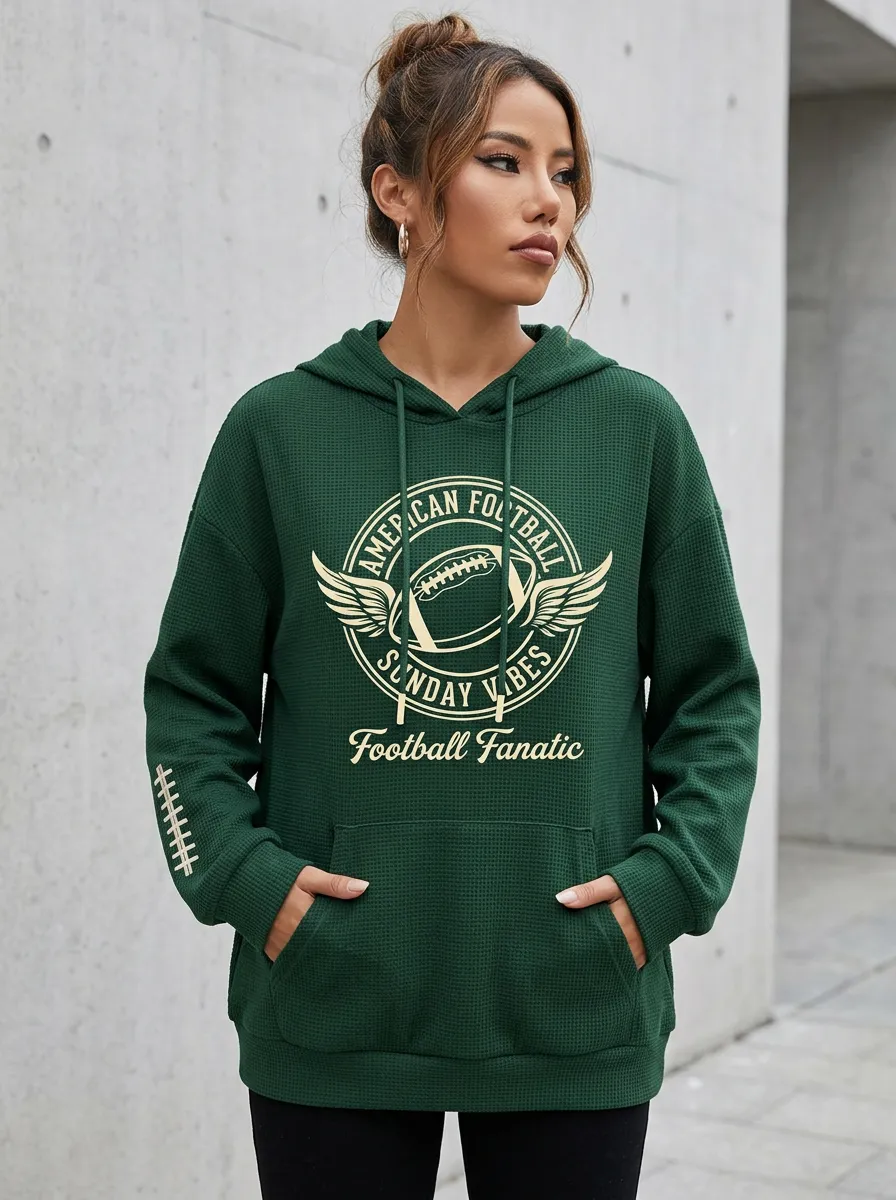 Football Graphic Casual Hoodie