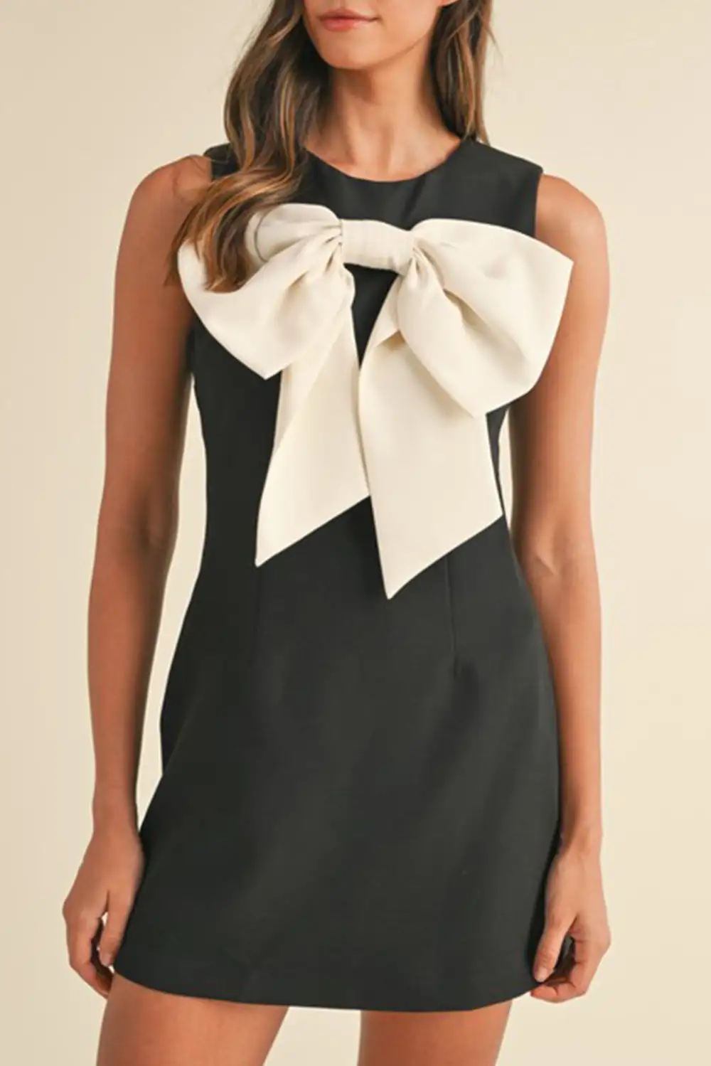 Daytime Tie Detail Contrast Trim Mini Dress