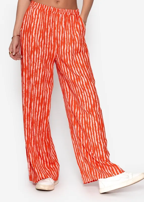 Orange Satin Striped Pants