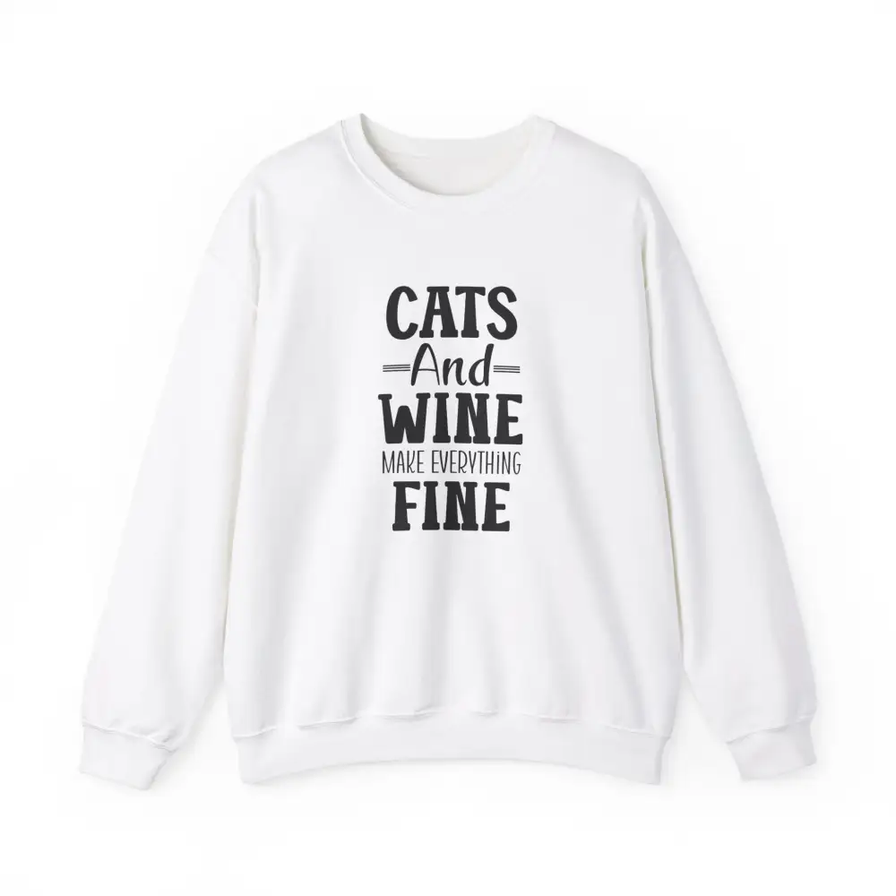 Cat Wine Graphic Crewneck Sweatshirt