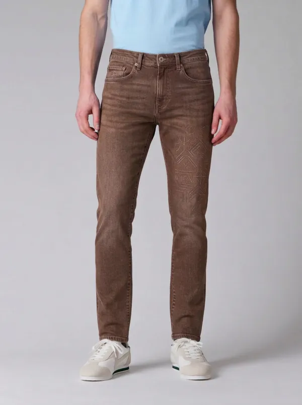 Men's Ridge Geometric Pattern Graphic Stretch Jeans