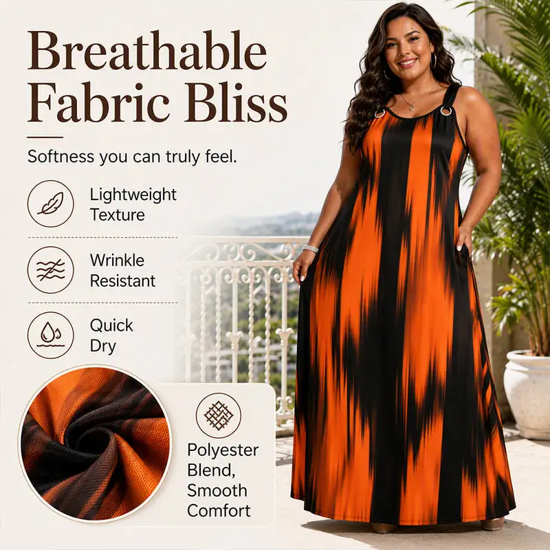 ⌛Limited-Time Offer-Women's Plus Size Sleeveless Striped Dress