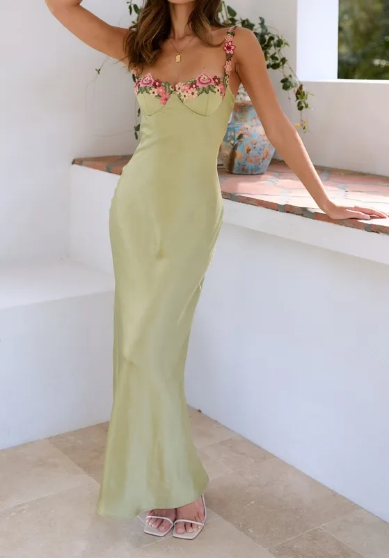 Floral Strap Slim Maxi Dress
