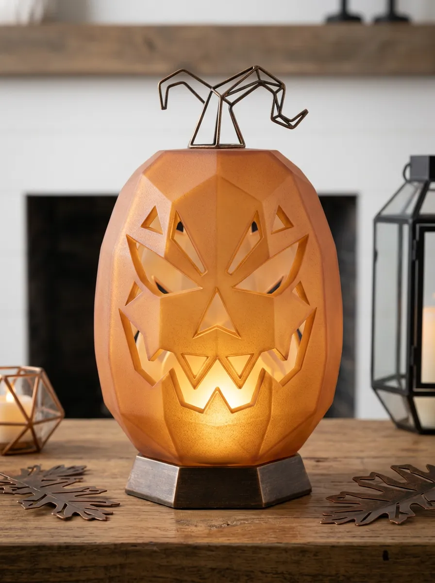 Halloween Spooky Geometric Pumpkin LED Table Ornament