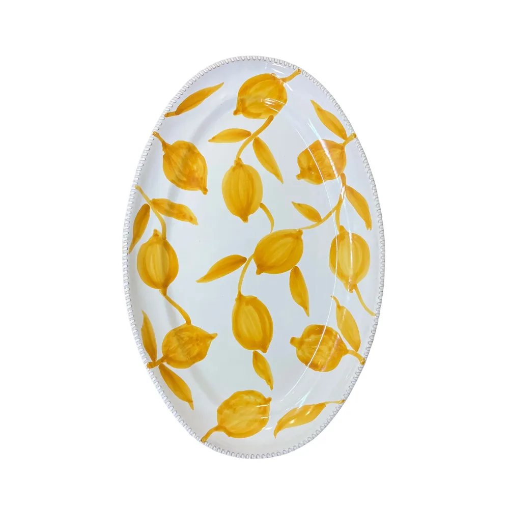 Hand-Painted Oval Ceramic Serving Platter