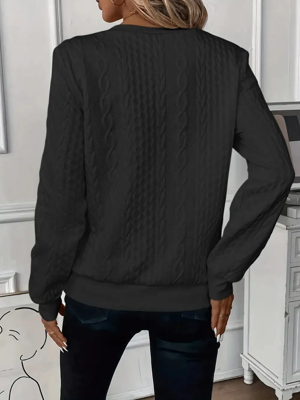 Texture Half Zip Long Sleeve Sweater