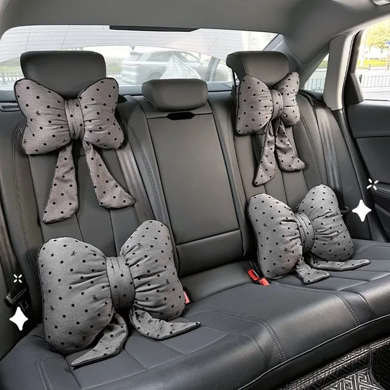 Polka Dot Bow Car Pillow