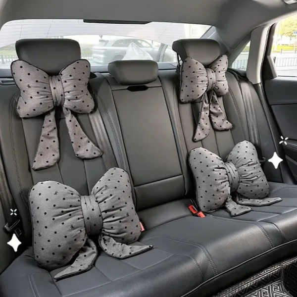 Polka Dot Bow Car Pillow