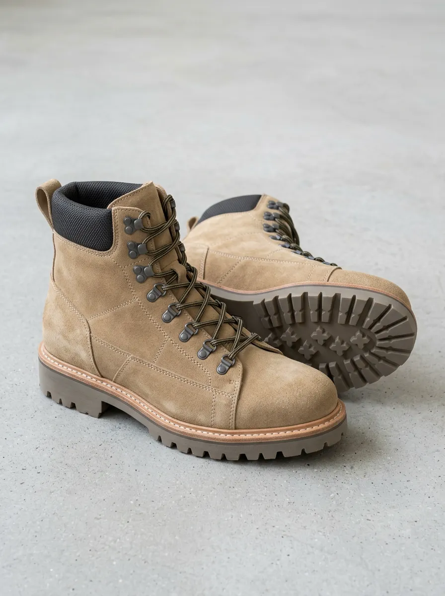 Unisex Outdoor Adventure Suede Print Work Boots