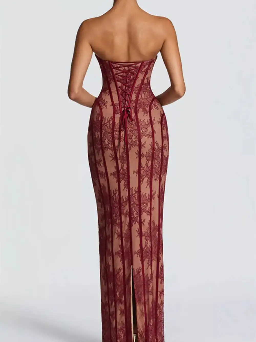 Strapless Lace Maxi Dress
