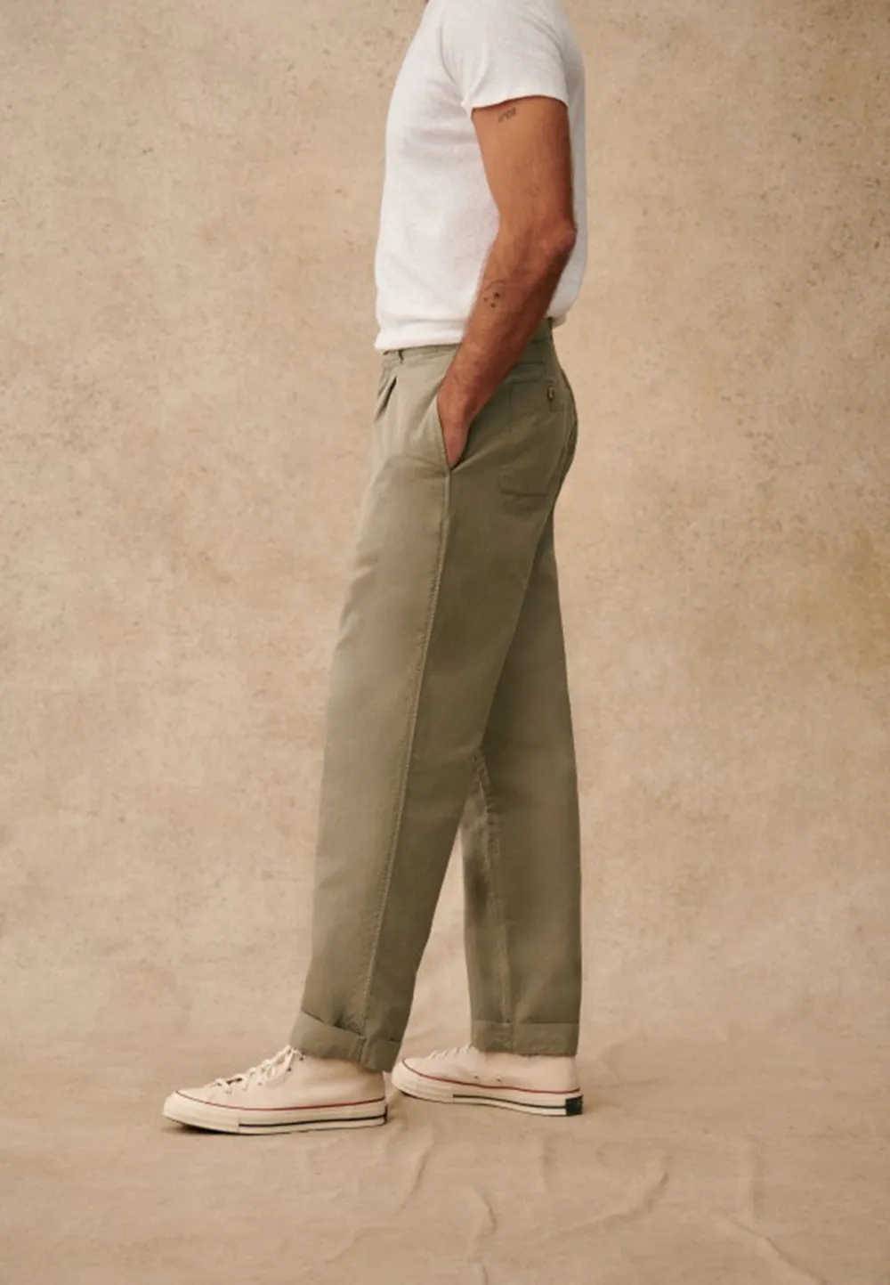 Sage Green Pleated High Waist Straight Trousers
