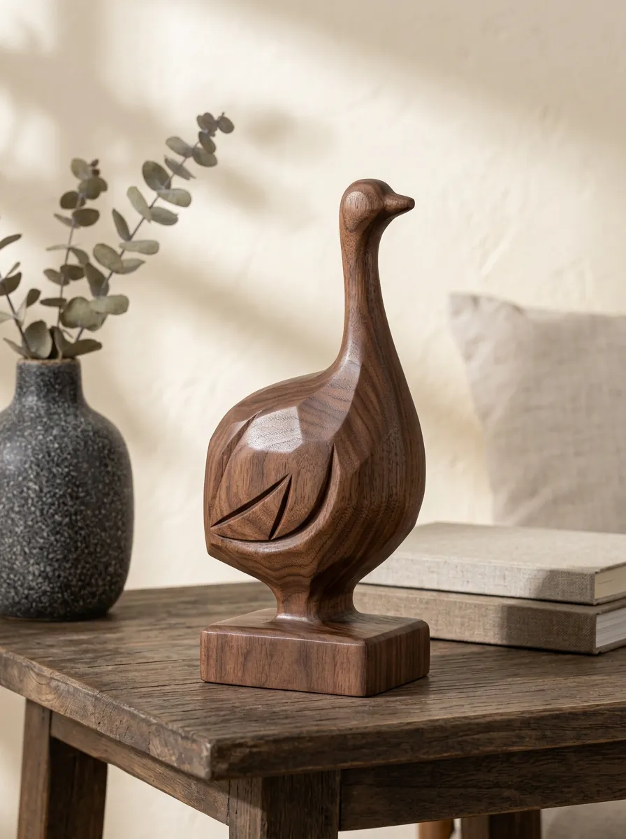 Home Decor Minimalist Goose Carved Wooden Ornament