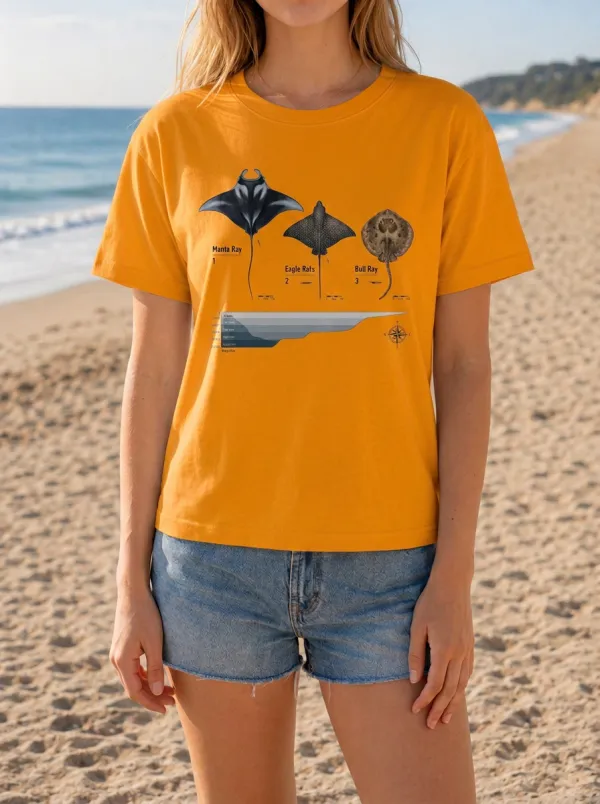 Women's Marine Biology Lover Manta Ray Eagle Ray Printed T-shirt