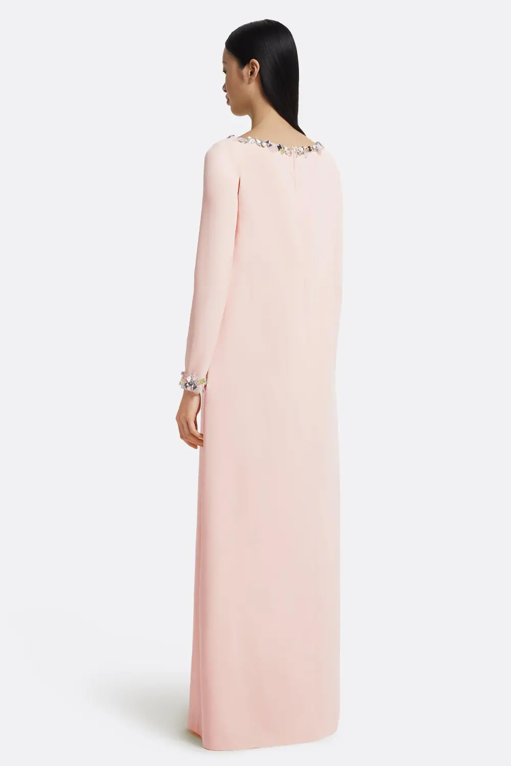 Rhinestone Boat Neck Long Sleeve Maxi Dress