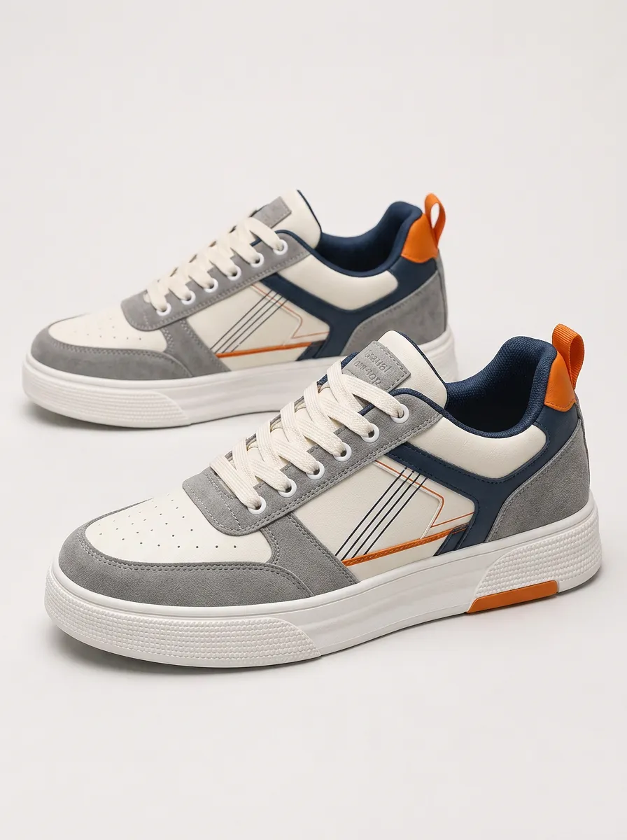 Men's Casual Colorblock Patchwork Patterned Skate Shoes