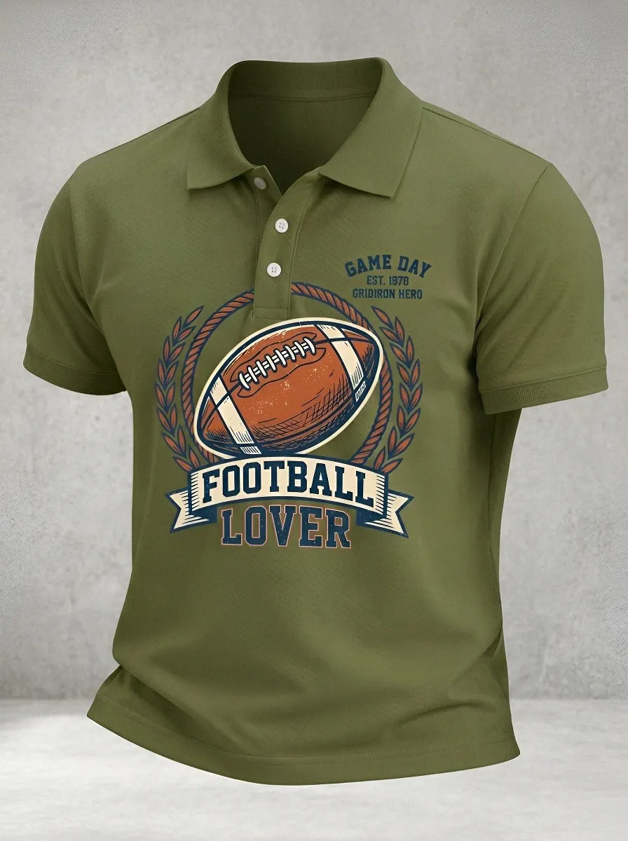 Men's Football Lover Gridiron Hero Printed Polo Shirt