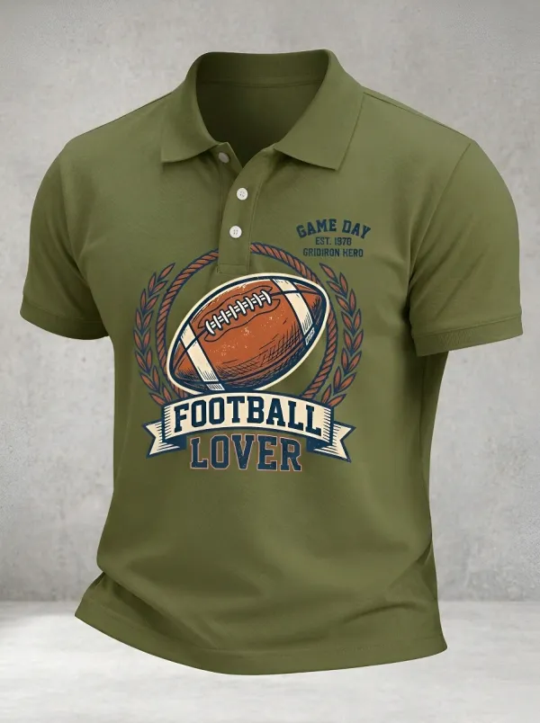 Men's Football Lover Gridiron Hero Printed Polo Shirt