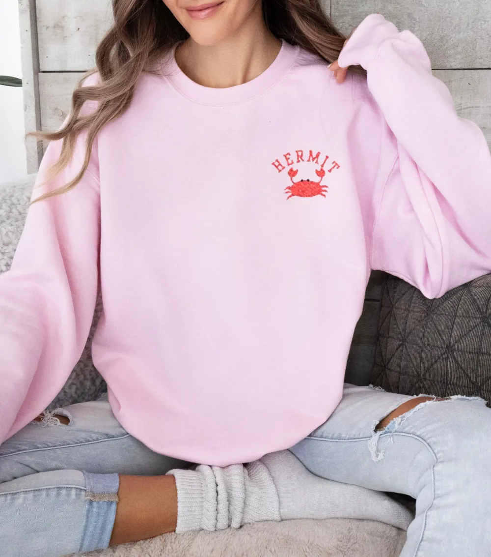 Embroidered Funny Crab Sweatshirt
