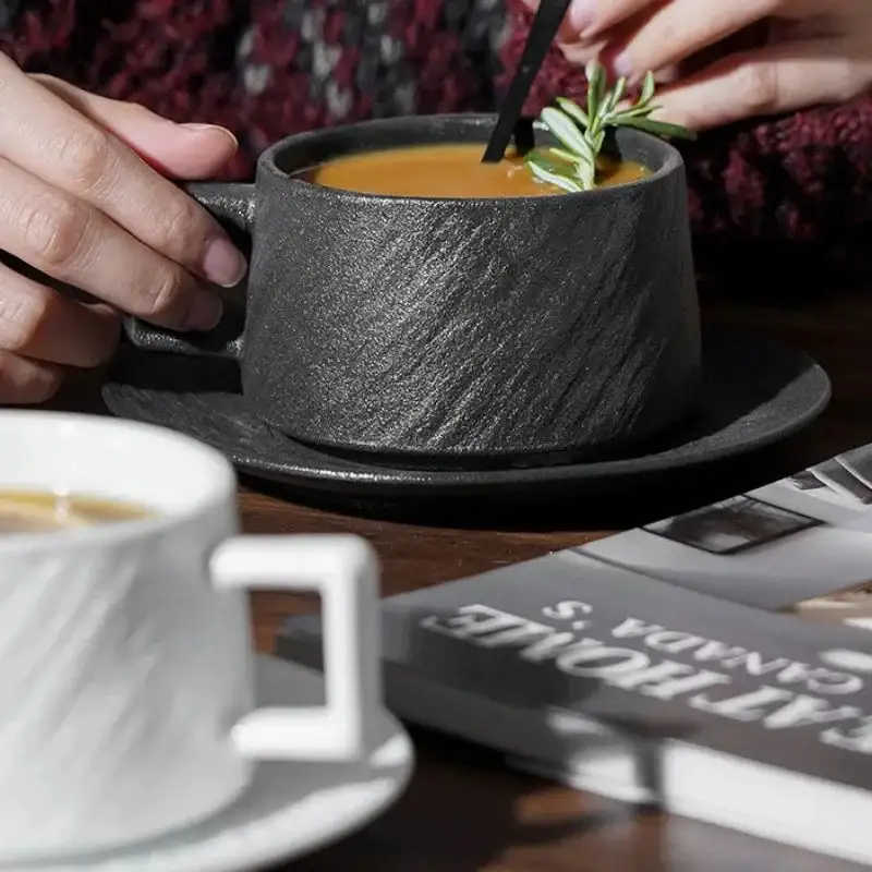 Textured Stone Finish Ceramic Coffee Cups