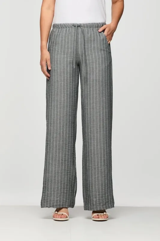 Striped Pull-On Wide Leg Pants
