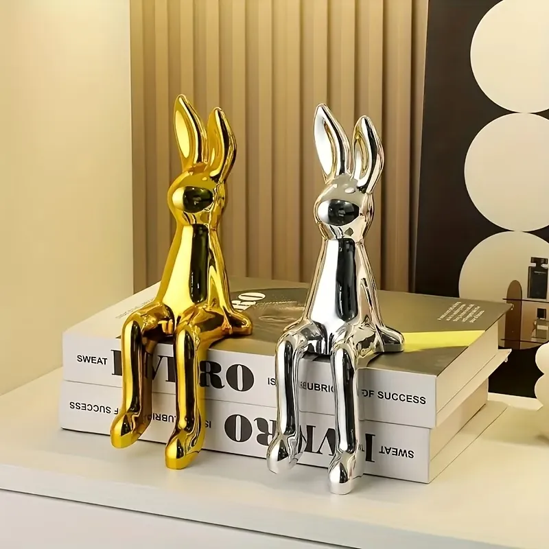 Metallic Rabbit Shelf Decor