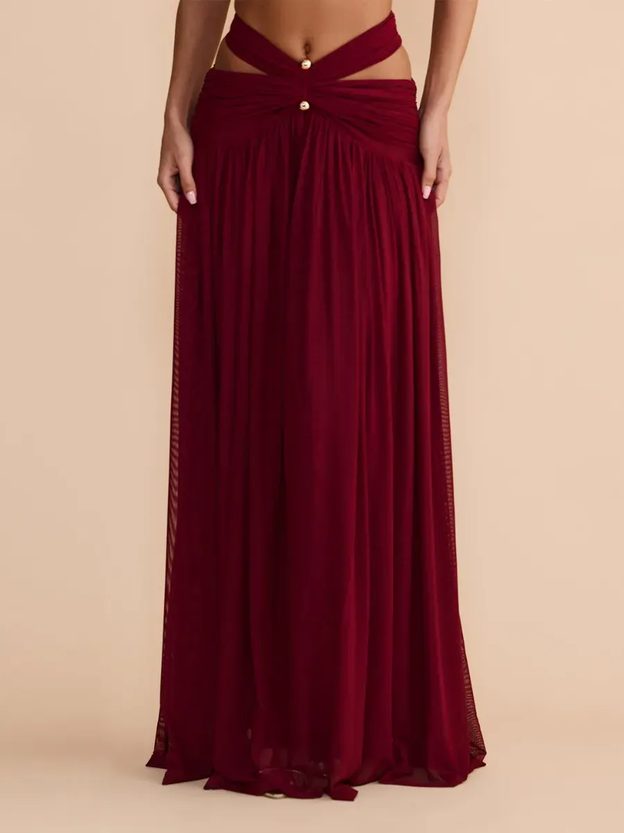 Marisol Cut Out Halter Mesh Maxi Dress Set