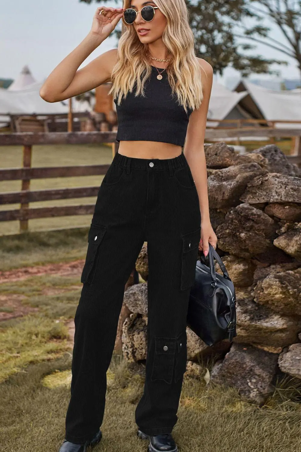 Loose Fit Long Pocket Denim Jeans