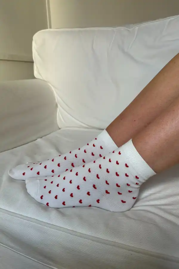 Red Heart Pattern Socks