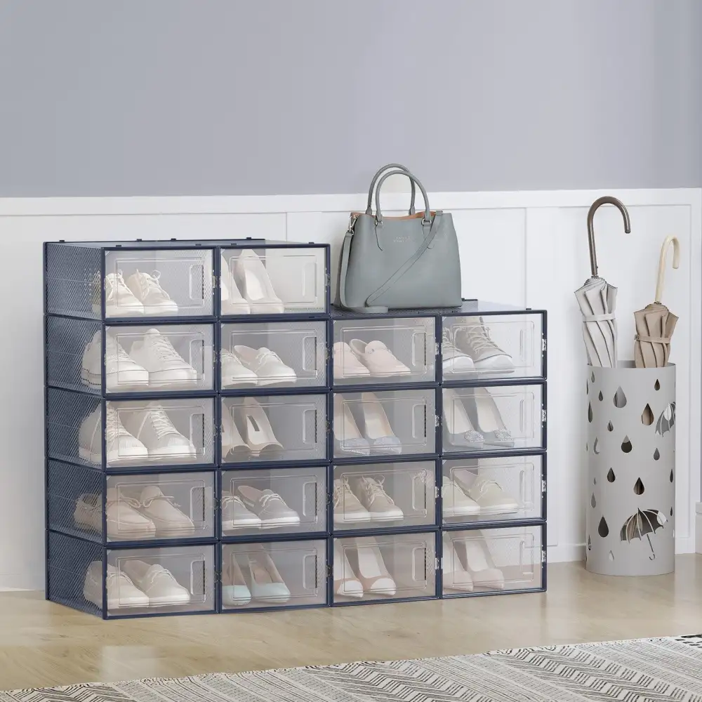 Modern Stackable Front Opening Clear Front Shoe Storage Box