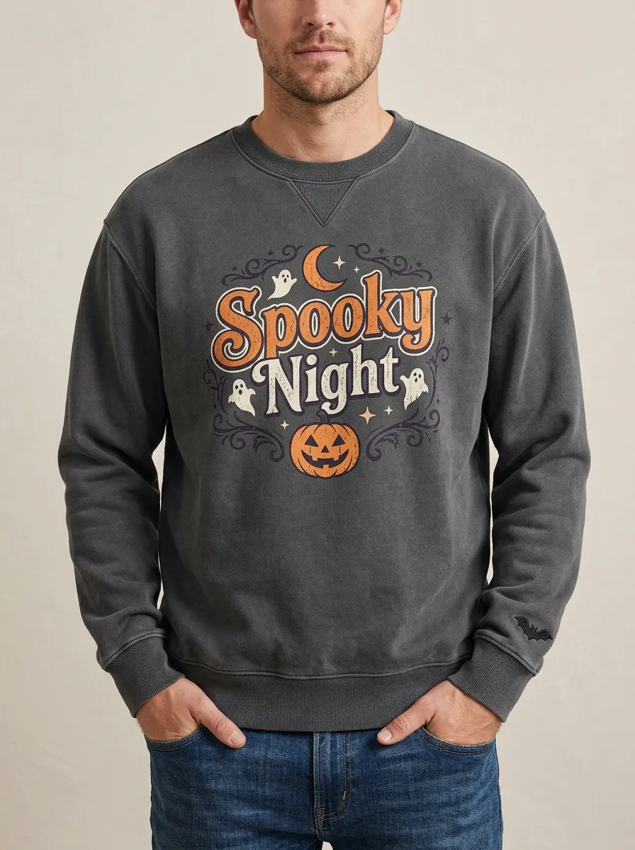 Men's Halloween Spooky Night Ghost Pumpkin Sweatshirt