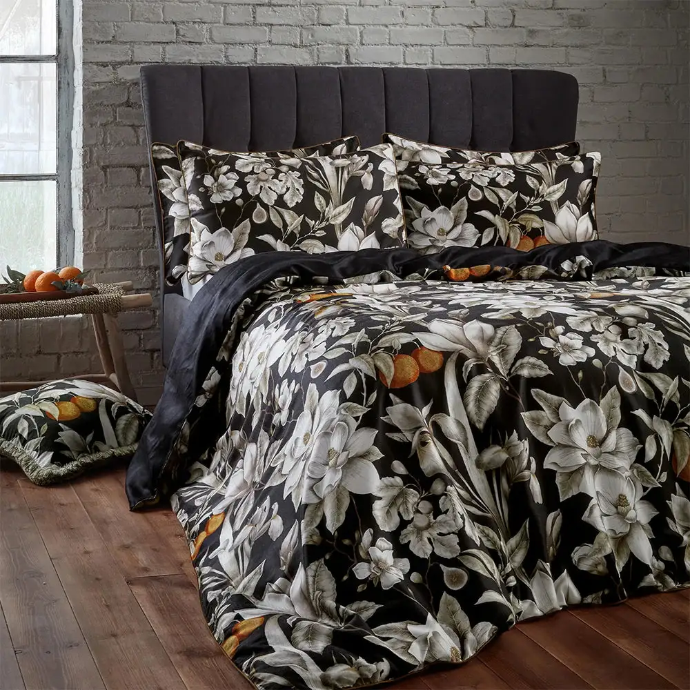 Reversible Floral Cotton Sateen Duvet Cover Set