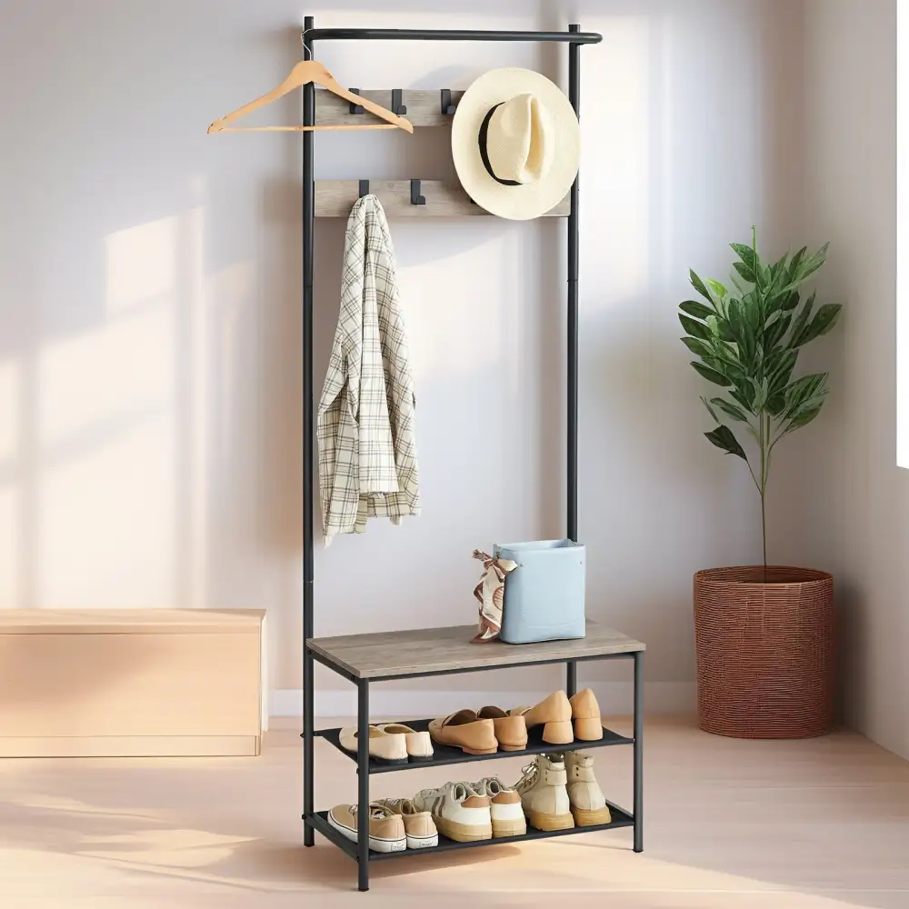 Rustic Hall Tree With Shoe Storage