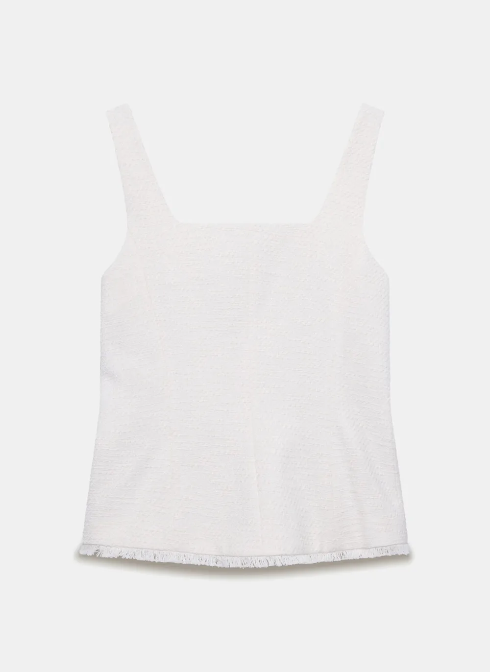 Casual Style Square Colla Ivory Top