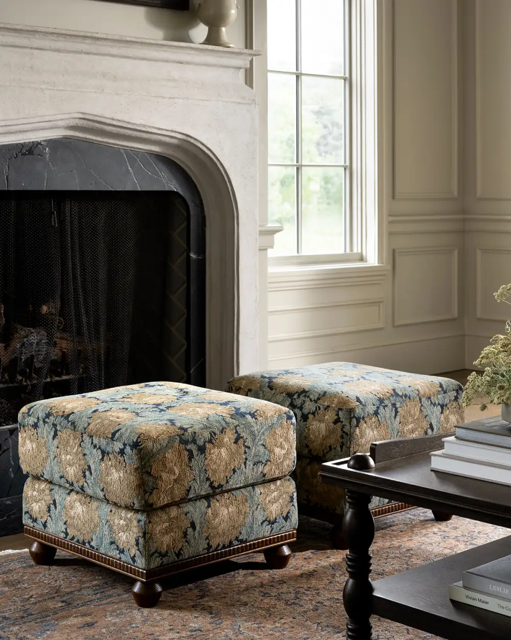 Upholstered Wood Ottoman