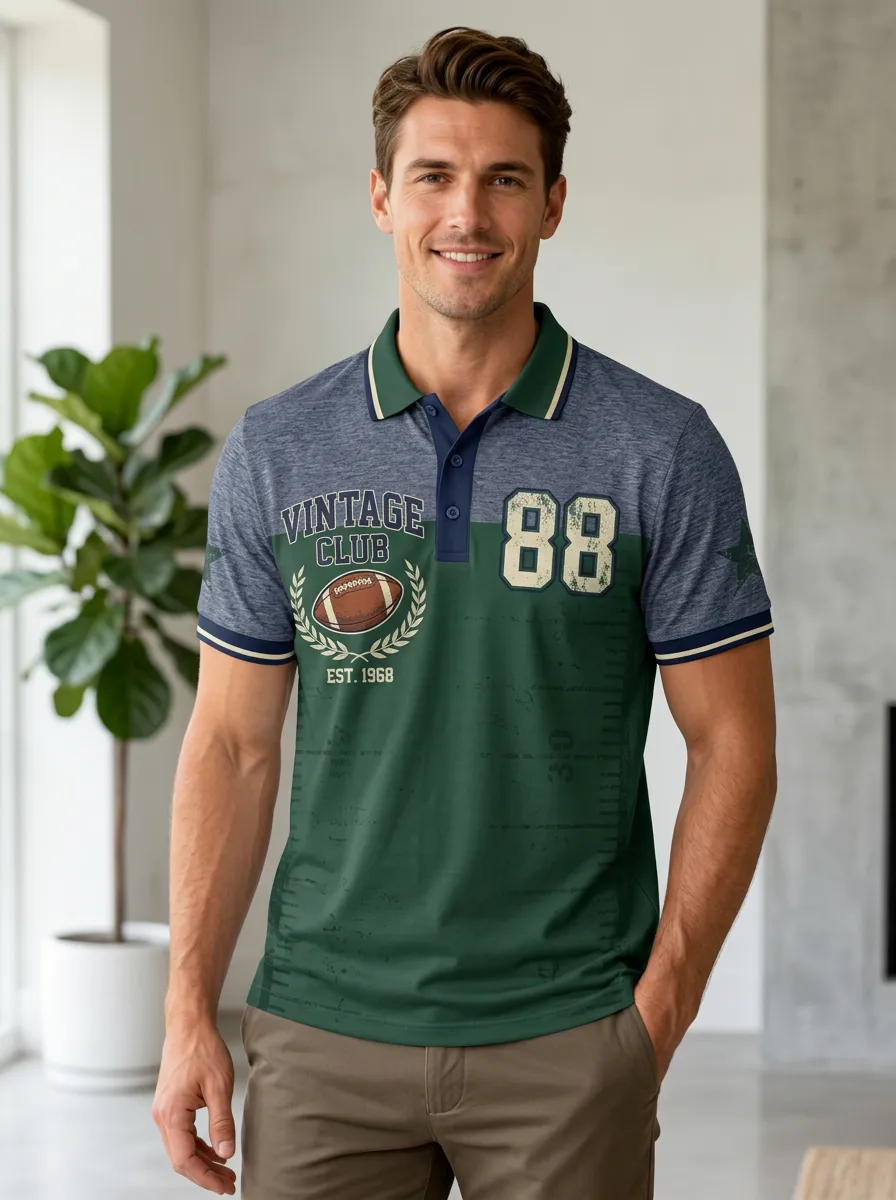 Men's Gridiron Vintage Graphic Polo Shirt