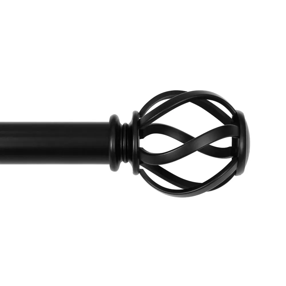 Adjustable Swirl Finial Metal Curtain Rod 50 x 144-Inch