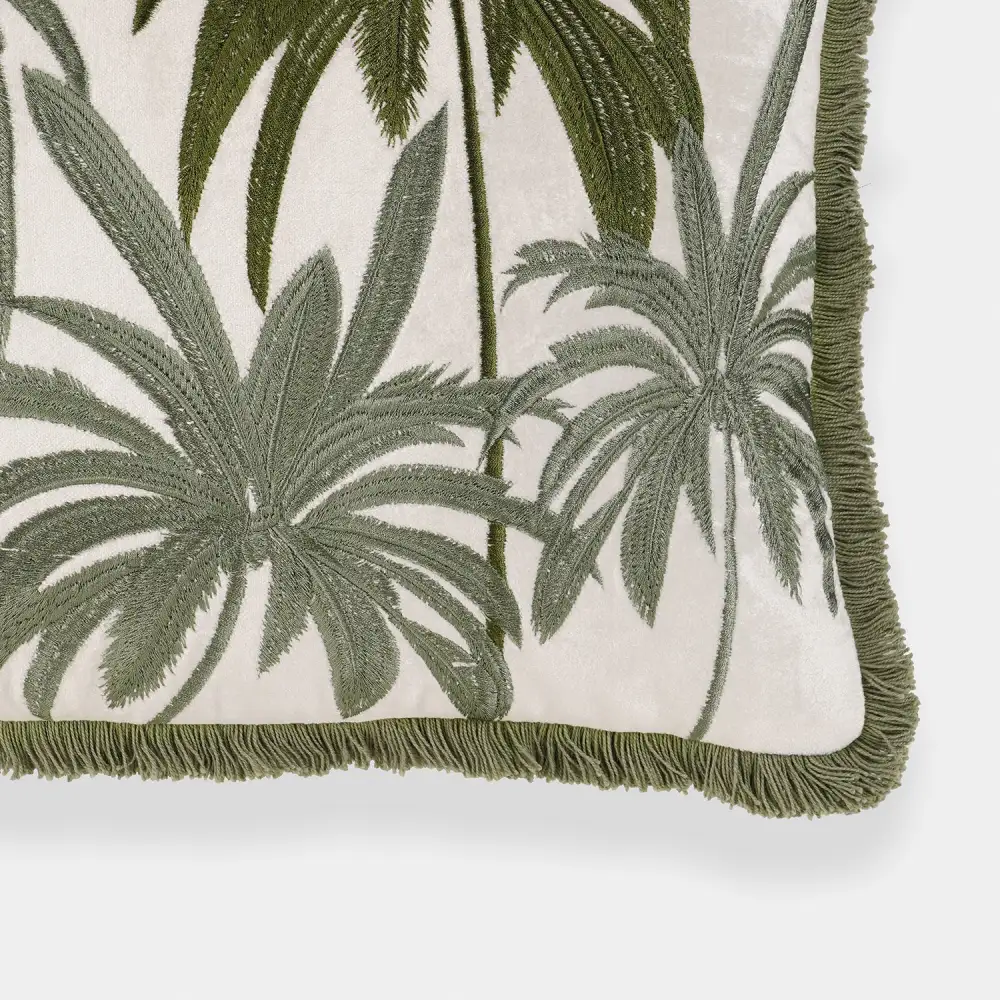 Green Palm Velvet Cushion Cover