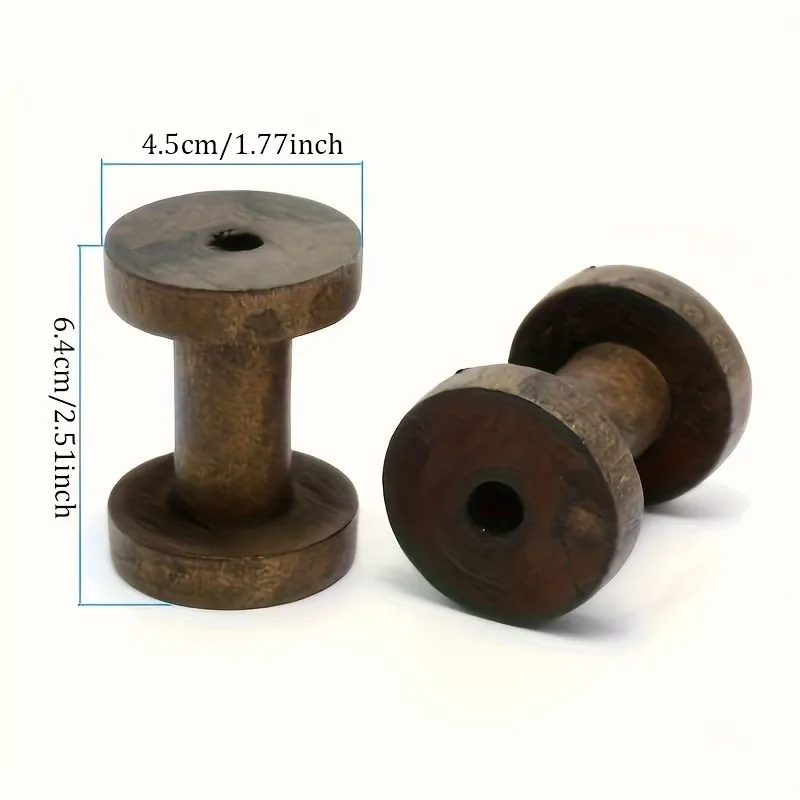 2 Pcs Wooden Thread Spool