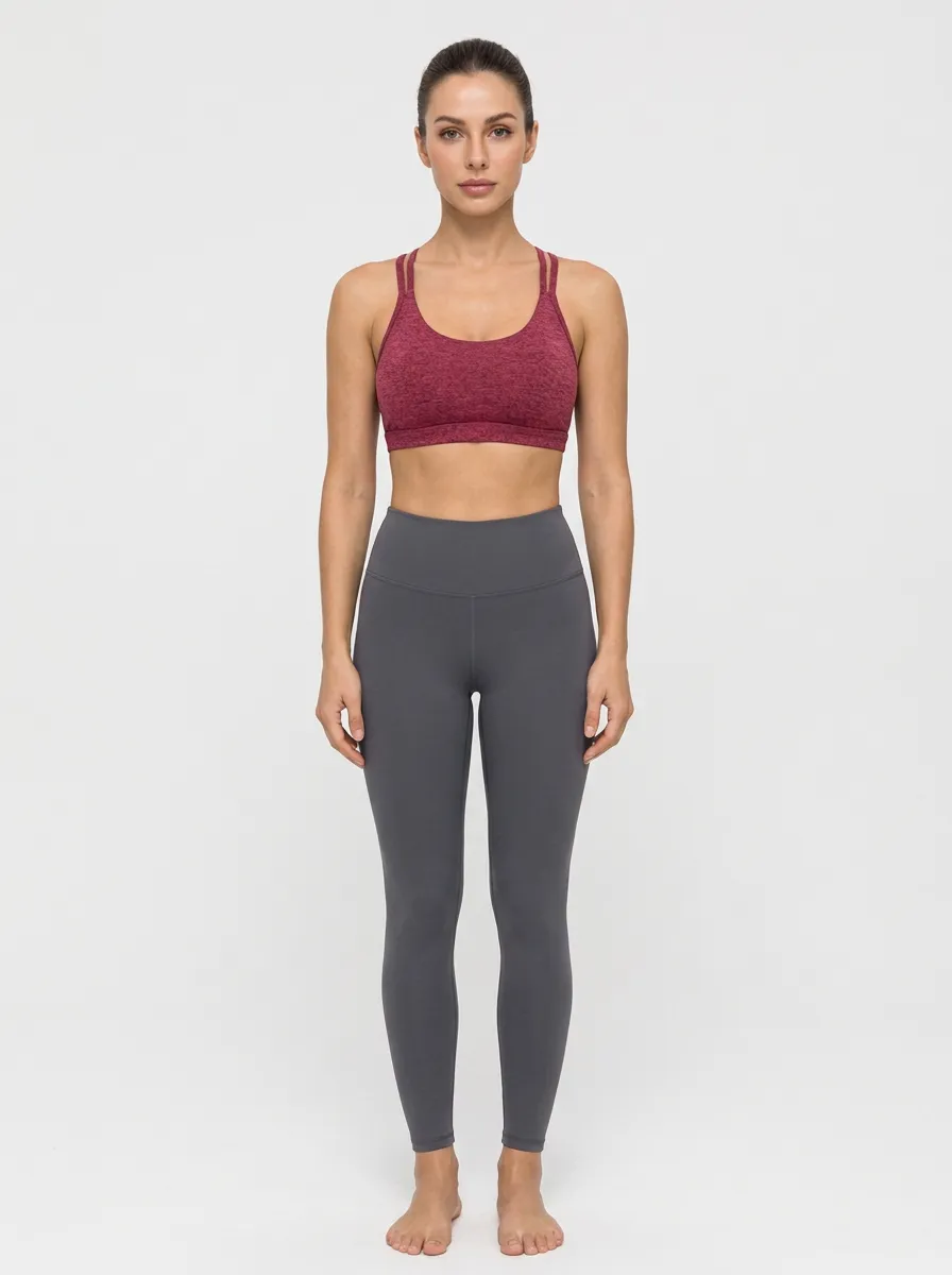 Women's Burgundy Printed Crisscross Back Sports Bra