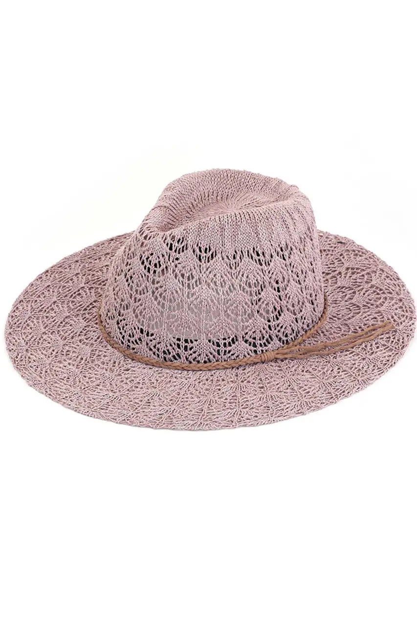 Horseshoe Lace Knitting Wide Brim Hat