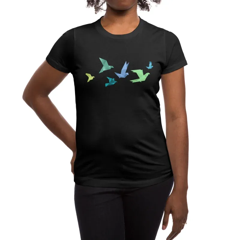 Artistic Paper Crane Pattern Cotton Short-Sleeved