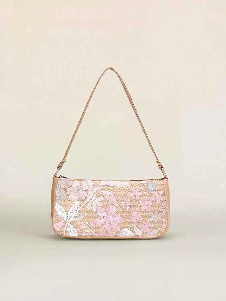 Daphne Floral Embroidered Sequin Shoulder Bag