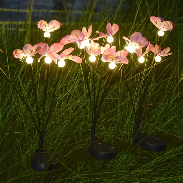 2 Pcs Waterproof Solar Butterfly Decor Light