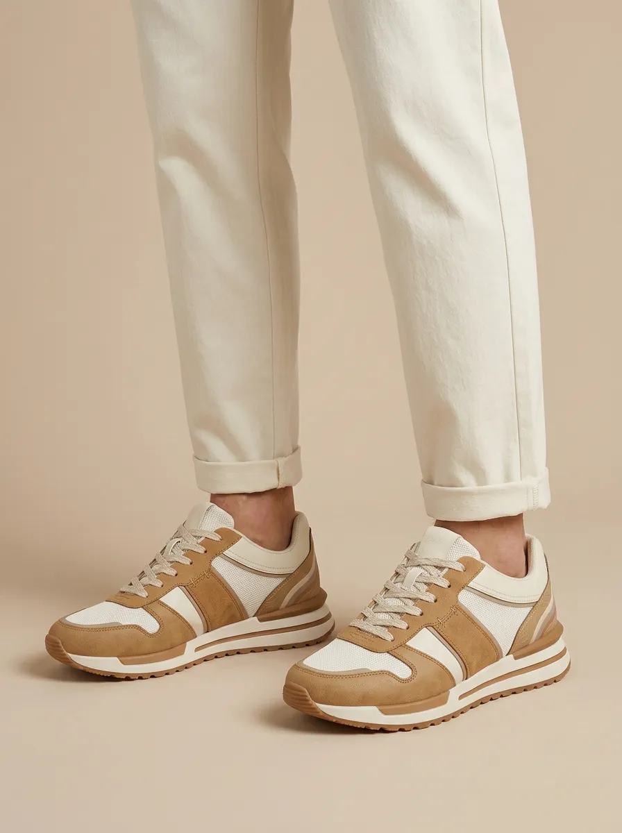 Unisex Minimalist Colorblock Print Sneakers