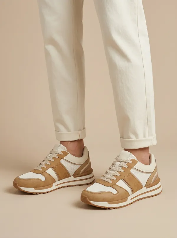 Unisex Minimalist Colorblock Print Sneakers