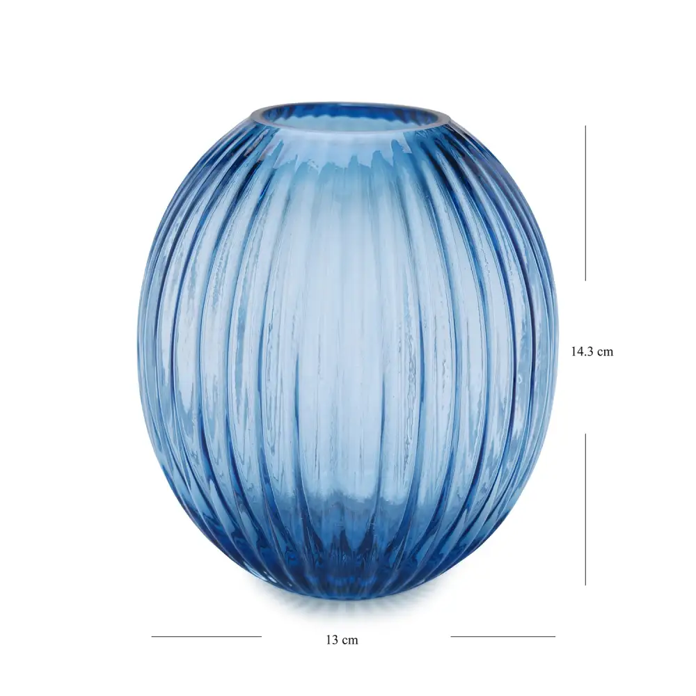 Navy Round Glass Vase