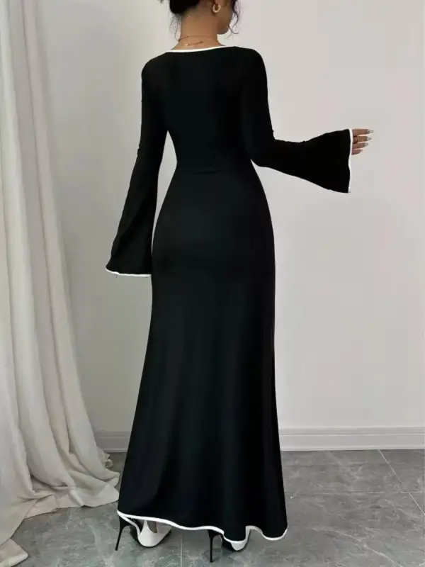 Relaxed Square Neck Flare Sleeve Maxi Dress